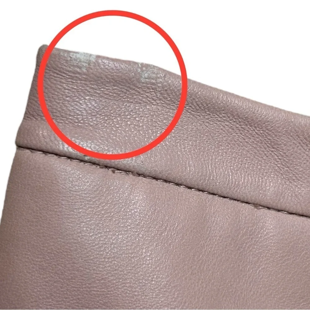 Michelle Mason, Women’s Lambskin Leather Asymmetric Mini Skirt Blush Pink Size 0